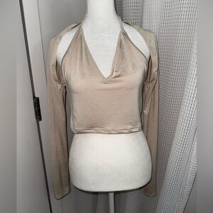Beige crop top and bolero top